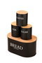 Hermia Juego de 4 Cajas de Almacenamiento de Metal con Tapas de Madera, Negro